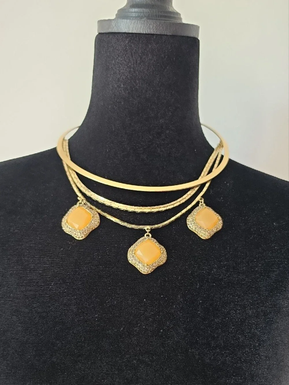 INC International Concepts Gold-Tone Layered Necklace with Yellow Pendants - Picture 4 of 6